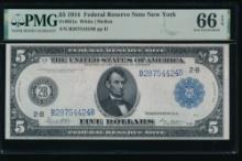 1914 $5 New York FRN PMG 66EPQ