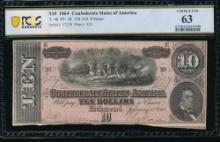 1864 $10 T-68 Confederate PCGS 63