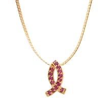 Plated 18KT Yellow Gold 1.02ctw Ruby Pendant with Chain