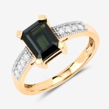14KT Yellow Gold 1.91ctw Green Tourmaline and White Diamond Ring