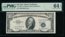 1953 $10 STAR Silver Certificate PMG 64EPQ