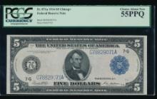 1914 $5 Chicago FRN PCGS 55PPQ