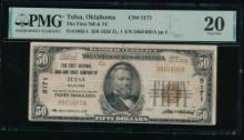 1929 $50 Tulsa OK National PMG 20