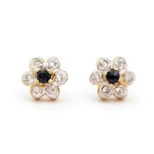 Plated 18KT Yellow Gold 0.32cts Sapphires and Diamond Earrings