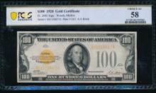 1928 $100 Gold Certificate PCGS 58