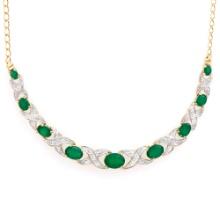 Plated 18KT Yellow Gold 4.05ctw Green Agate and Diamond Pendant with Chain