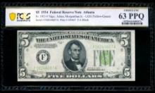 1934 $5 Atlanta FRN PCGS 63PPQ