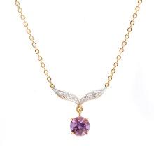 Plated 18KT Yellow Gold 1.04cts Amethyst and Diamond Necklace