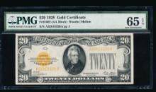 1928 $20 Gold Certificate PMG 65EPQ