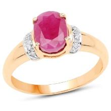 14KT Yellow Gold 1.64ctw Burma Ruby and White Diamond Ring