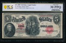 1907 $5 Legal Tender Note PCGS 30PPQ