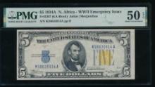 1934A $5 N Africa Silver Certificate PMG 50EPQ