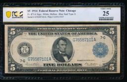 1914 $5 Chicago FRN PCGS 25