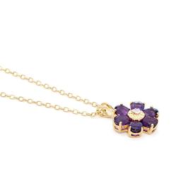 Plated 18KT Yellow Gold 1.81cts Amethyst and Diamond Necklace