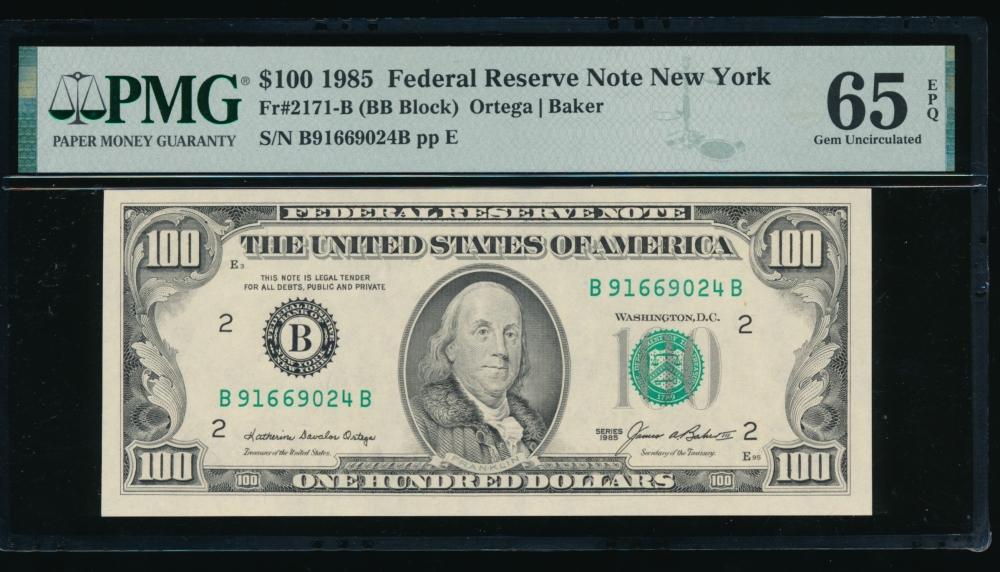 1985 $100 New York FRN PMG 65EPQ