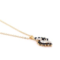 Plated 18KT Yellow Gold 1.50ctw Black Sapphire and Diamond Pendant with Chain