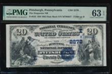 1882 $20 Pittsburgh PA National PMG 63EPQ
