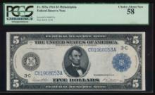1914 $5 Philadelphia FRN PCGS 58