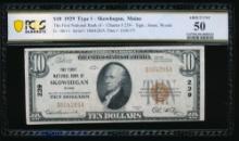 1929 $10 Skowhegan ME National PCGS 50