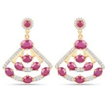 14KT Yellow Gold 3.50cts Ruby and Diamond Earrings