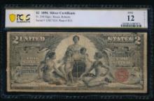 1896 $2 Educational Silver Certificate PCGS 12