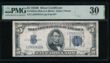 1934B $5 Silver Certificate PMG 30