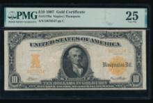 1907 $10 Gold Certificate PMG 25
