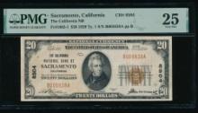1929 $20 Sacramento CA National PMG 25