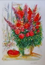 Marc Chagall Bouquet With Bowl Of Cherries
