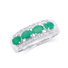 14KT White Gold 1.01ctw Emerald and Diamond Ring