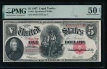 1907 $5 Legal Tender Note PMG 50EPQ