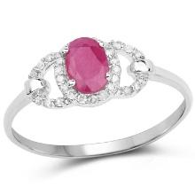 10KT White Gold 0.64ctw Ruby and White Diamond Ring