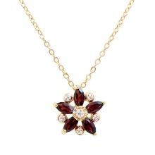 Plated 18KT Yellow Gold 0.85cts Garnets and Diamond Necklace