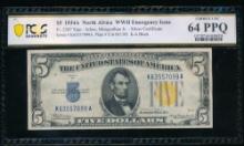 1934A $5 N Africa Silver Certificate PCGS 64PPQ