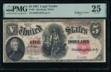 1907 $5 Legal Tender Note PMG 25