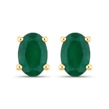14KT Yellow Gold 0.90ctw Zambian Emerald Earrings