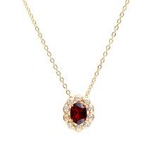 Plated 18KT Yellow Gold 1.28cts Garnet and Diamond Necklace