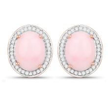 14KT Rose Gold 4.20ctw Pink Opal and White Diamond Earrings