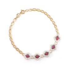 Plated 18KT Yellow Gold 3.25ctw Ruby and Diamond Bracelet