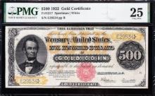 1922 $500 Gold Certificate PMG 25