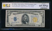 1934A $5 N Africa Silver Certificate PCGS 65PPQ