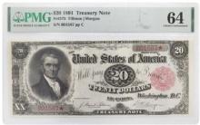 1891 $20 Treasury Note PMG 64