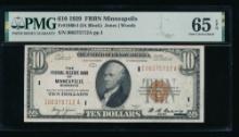 1929 $10 Minneapolis FRBN PMG 65EPQ