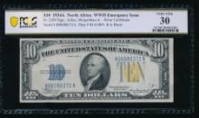 1934A $10 N Africa Silver Certificate PCGS 30