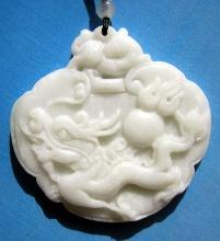 Jade 274cts of Real White Jade The Flying Dragon Amulet