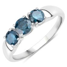 14KT White Gold 1.17ctw Blue Diamond Ring