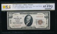1929 $10 Albion NE National PCGS 65PPQ
