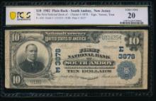 1902 $10 South Amboy NJ National PCGS 20