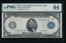 1914 $5 St Louis FRN PMG 64