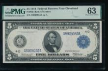 1914 $5 Cleveland FRN PMG 63